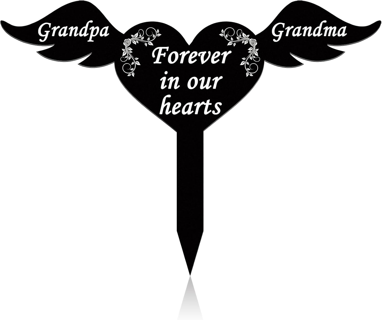 Decorative Garden Stakes - Wesiti Memorial Stakes Cemetery Grave Plaque Stake Markers Memorial Garden Stake Wing Sign Remembrance Plaque Waterproof Sympathy Grave Stake for Loss of Cemetery Decoration (Grandparents)