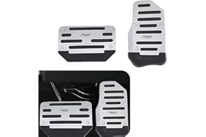 Flygun 2 PCS Car Accelerator Brake Pedal Decor Kit, Durable Metal Rubber Vehicle Brake Pedal Cover Accessories, Universal Anti-Slip Automotive Transmission Pedal Covers Replacements (Silver)