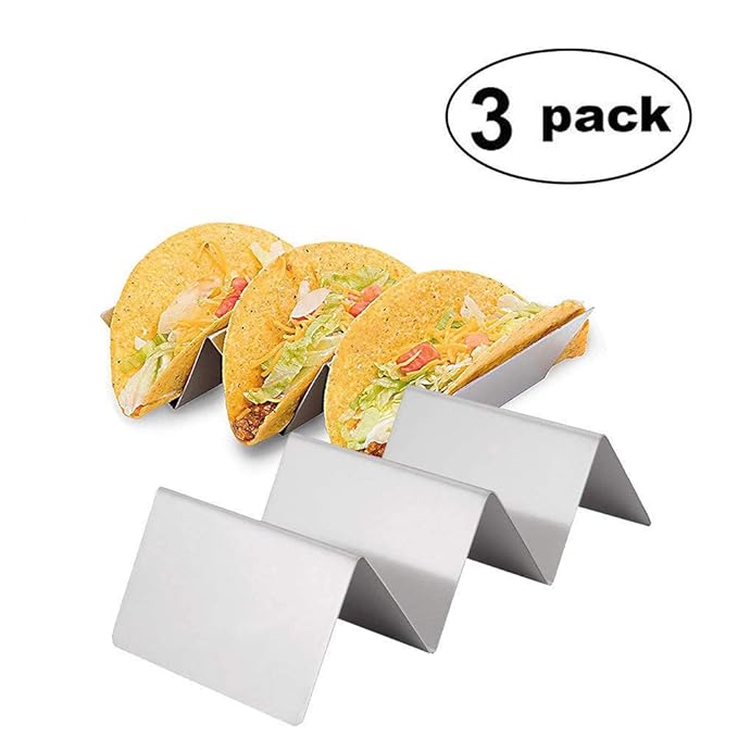Taco Holder 3 Pack Stainless Steel Taco Stand, Mexican Food Taco Rack