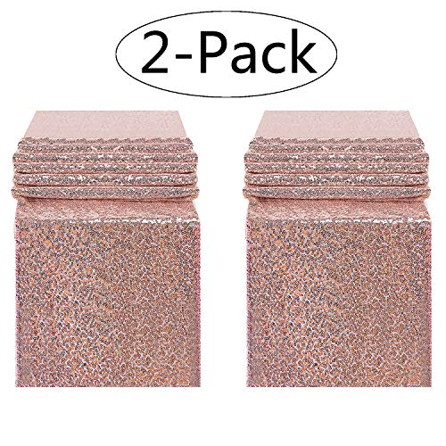 2pcs Rose Gold Sequin Table Runners,12 X 108 Inch Glitter Rose Gold Table Runner for Wedding Birthday Bachelorette Baby Shower Party Supplies - Thumbnail 7