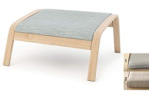 Vepping Lude Multi Colored Armchair Replacement Cover, Fits IKEA Poäng Armchair, Cushion not Included (Footstool Design 2, Polyester - Light Grey)