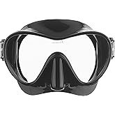 Cressi F1 Frameless Snorkeling Mask - Tempered Glass Lens - Low-Volume for Easy Clearing - Fold-Flat & Adjustable Straps