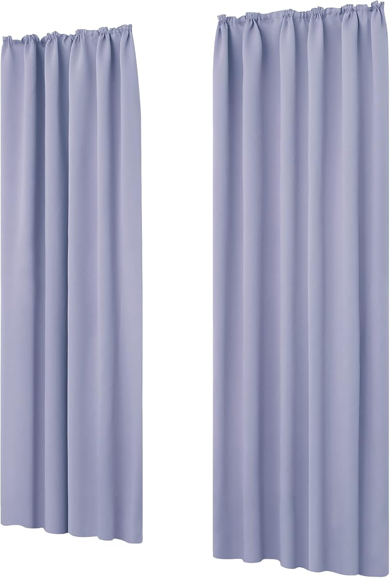 Deconovo Energy Saving Blackout Curtains Pencil Pleat Panels Light Purple 79in