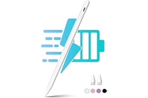 Selouj Stylus Pen for iPad 2018-2025, 2X Fast Charge Pencil, Pixel-Perfect Precision, Palm Rejection Tilt Sensitivity, Active Pen for iPad 6/7/8/9/10, Mini 5/6, Air 3/4/5/M4,Pro 11''/12.9''/13'',White