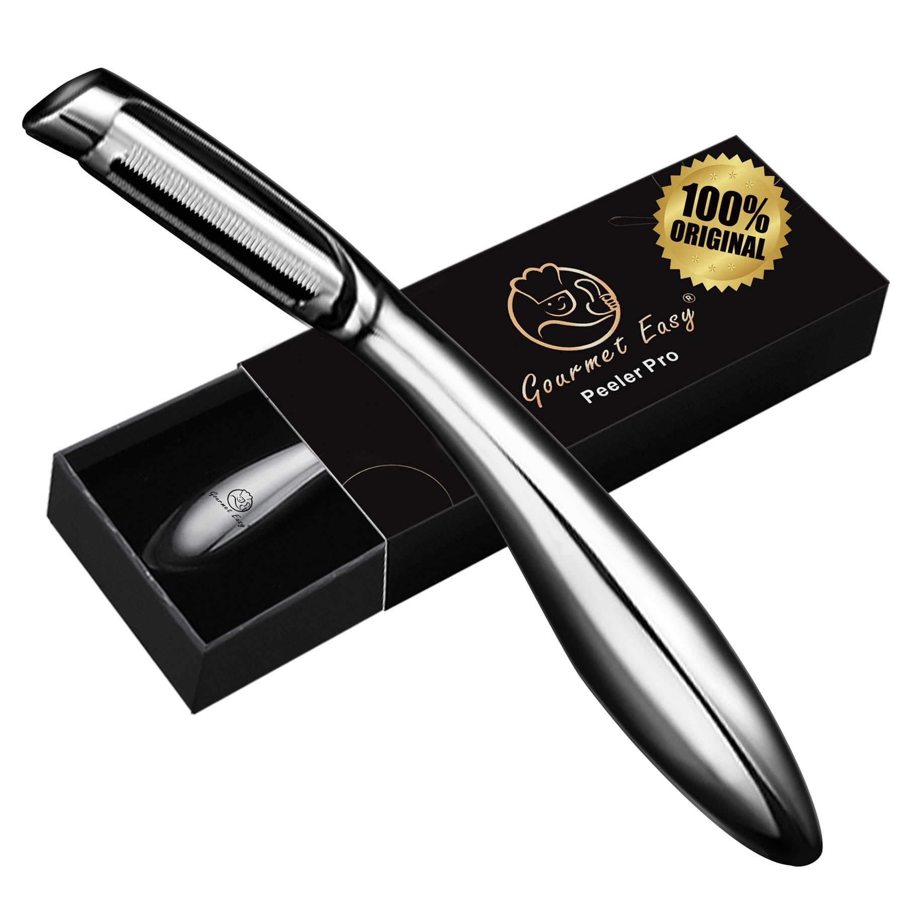 Vegetable Peeler, Premium Stainless Steel Potato Peeler, High Tensile Ultra Sharp Blade Fruit and Food Slicer, I Shaped with Ergonomic Non-Slip Handle, Dishwasher Safe with 5 Years Warranty Image Vegetable Peeler, Premium Stainless Steel Potato Peeler, High Tensile Ultra Sharp Blade Fruit and Food Slicer, I Shaped with Ergonomic Non-Slip Handle, Dishwasher Safe with 5 Years Warranty Image