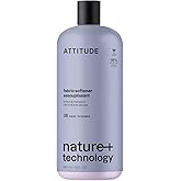 ATTITUDE Liquid Fabric Softener, Natural Origin Ingredients, For White and Colored Clothing, Deodorizes, Gentle on Delicate Skin, Lemon & Rosewood, 38 Loads, 32 Fl Oz