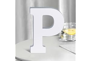 SETNDTS White Wooden Letters 8 Inch for Wall Decor,Large Unfinished Wood Letters for Home,Wooden Alphabet Letters for Crafts,Standing Garden Board or Room Name Signs DIY Carft (P)