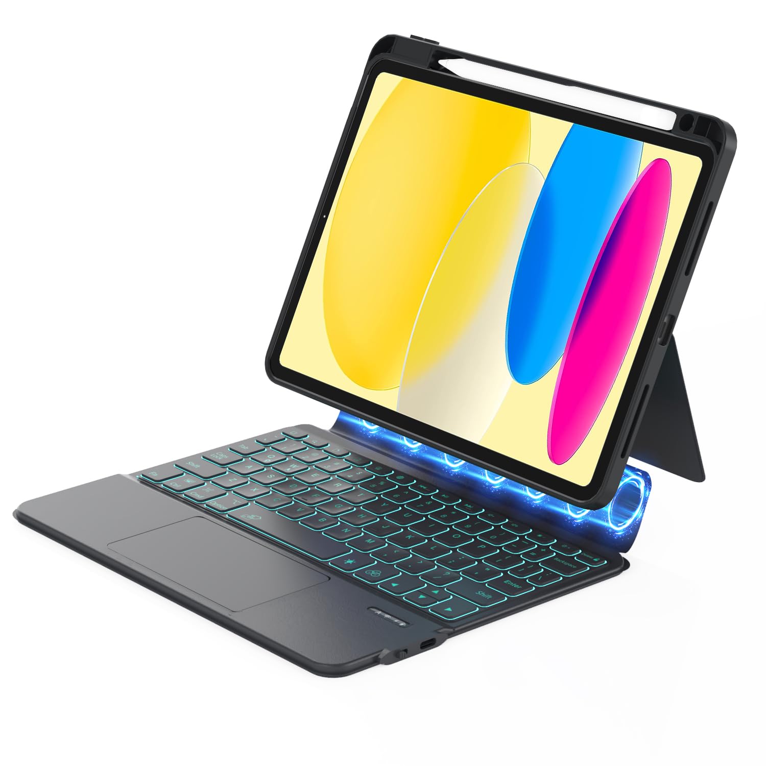 Photo 1 of ZENLU iPad 10th 11th Generation Case with Keyboard Detachable, Rugged Protective Case with 7-Color Backlit Keyboard, Multi-Touch Trackpad, Pencil Holder, Vertical Kickstand for iPad 10/11 Gen (Black)