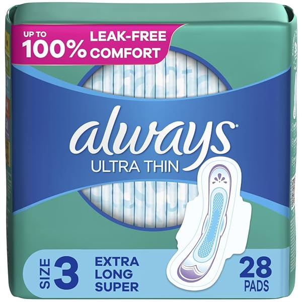 ALWAYS ULTRA THIN SIZE 3 EXTRA LONG SUPER PADS WITH WINGS UNSCENTED, 28 COUNT