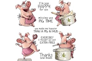 LZBRDY Pig Themed Clear Stamps and Die Template Set - Perfect for Animal Lovers in Crafting, Scrapbooking, and Journaling