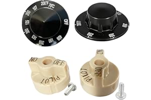 MCAMPAS Comb Gas Valve Beige Knob & 200-400°F Thermostat Dial Knob for Fryers, Range, Braising - 2 Pack
