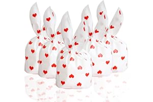 eyigylyo Valentine's Day Heart Candy Gift Bags, 50 PCS Valentine Plastic Treat Candy Bag Gift Goodies Bags for Valentine's Day Wedding Festival Party Supply,(5 x 8 Inch)