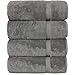 Premium Turkish Cotton 4-Piece Bath Towels for Bathroom, Gray