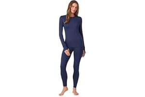 Cuddl Duds Womens Fleece Lined Thermal Base Layer Set – Long Sleeve Shirt & Leggings for Cold Weather – Lounge Set for Women