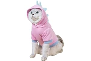 QWINEE Dinosaur Dog Hoodie Dog Warm Jacket Christmas Halloween Dog Costume Dog Clothes for Puppy Kitten Small Medium Dogs Cats Baby Pink Small