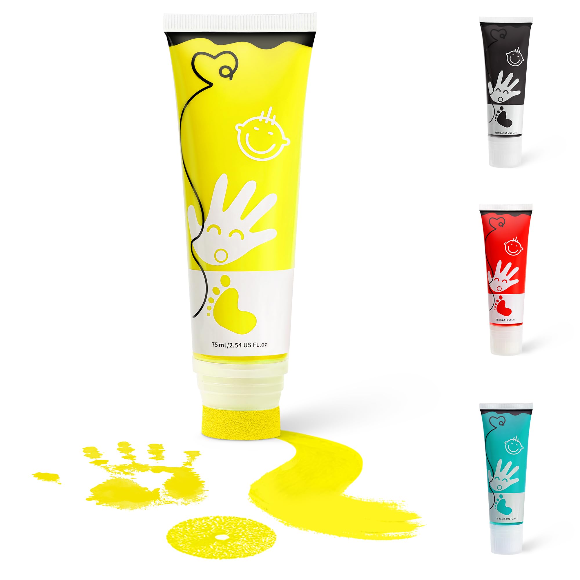 TOGOU2S Baby Safe Paint for Handprints, Non Toxic & Acid-Free Baby Hand and Footprint Kit, Sponge Head Design, Easy to Colour and Wash, DIY Greeting Cards for a Special Holiday 75ml/Tube (Yellow) — image 1