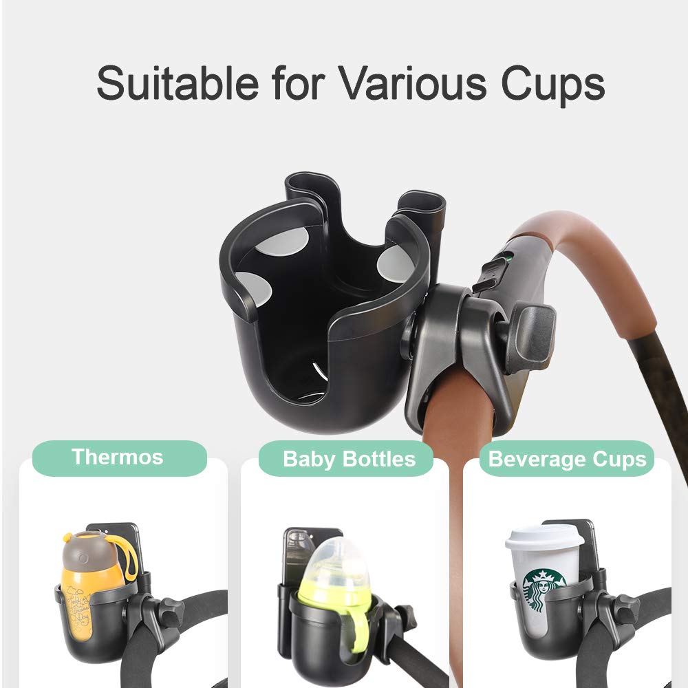 Stroller Cup Holder, MOMSIV 2-in-1 Universal Cup Holder Rack Bottle Holder for Buggy Pushchair Wheelchair Bike and More: Baby