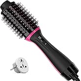 Dual Voltage Hair Dryer Brush for European Travel, 120V - 240V One Step Hair Dryer and Styler Volumizer, Professional Blow Dryer Brush with Negative Ion Anti-frizz for Drying, Straightening, Salon