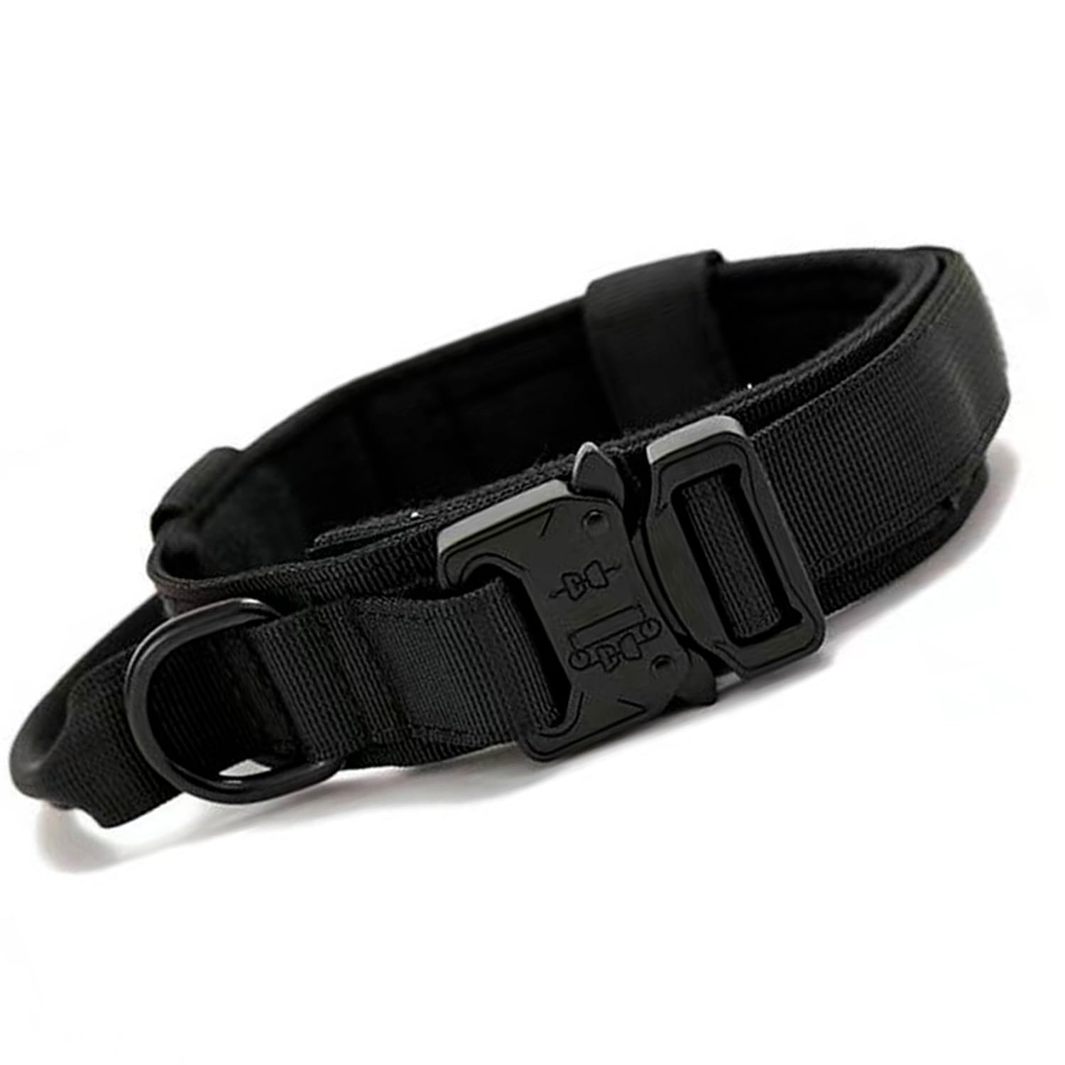 PIXCOOL Dog Leash and Collar Set, Tactical Design, Adjustable, Medium Large Dog, L, Black/White, Nylon, 27 inches Neck, Includes Tactical Leash