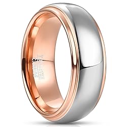 NUNCAD Rose Gold Silver Ring Men Tungsten Carbide