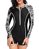 Daci Women Long Sleeve Rash Guard One Piece Boyleg