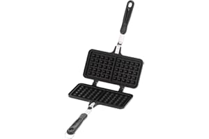 TOMOTATO Square Stovetop Belgian Waffle Maker, Non-stick Stovetop Waffle Pan Portable Aluminum Baking Pan Cookware for Making Panini Sandwich Toaster Family Breakfast (8.1x4.1in)