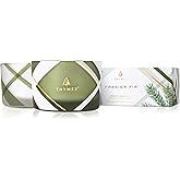 Thymes Frosted Plaid Frasier Fir Candle Set – Scented Candle Set with Notes of Crisp Siberian Fir, Cedarwood and Sandalwood – Luxury Home Fragrance - 3 Oz (2 Pack)