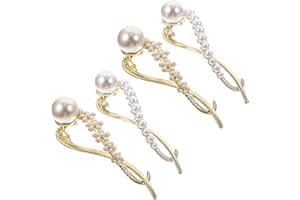 iplusmile 2Pcs Pearl Hair Barrettes Elegant Snap Hair Clips with Snowflake Pattern Lightweight Hairpins for