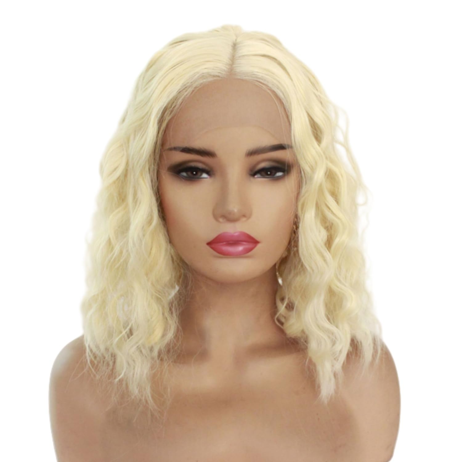 Greenmirr Short Wavy 613 Blonde Lace Front Wigs, 13 x 4 Lace 14 Inches for Women, Daily Cosplay, Replacement Wig