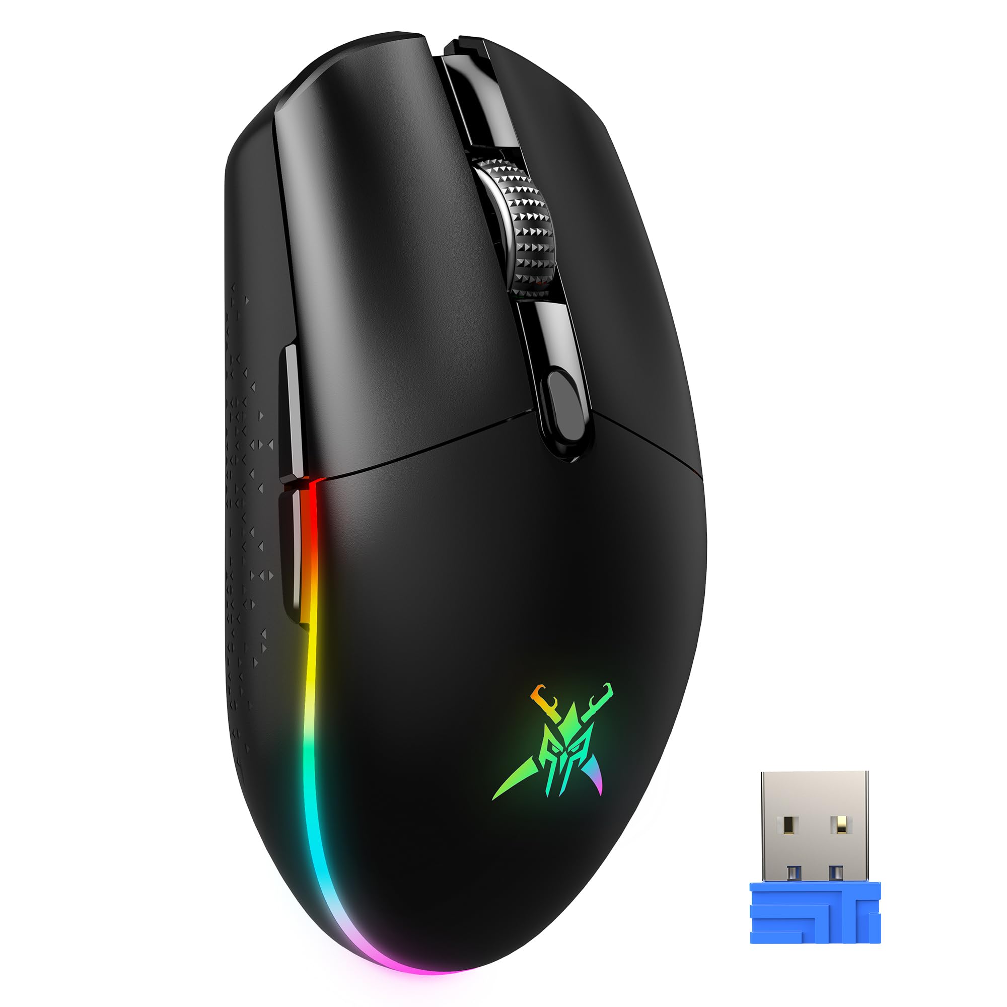 Photo 1 of TECKNET Gaming Mouse Wireless, 8000 DPI Optical Sensor, RGB Backlit, Ultra Lightweight, 6 Programmable Buttons, Rechargeable 2.4G Cordless&Wired Mouse, 100Hrs Battery Life, for Laptop, PC, Mac - Black