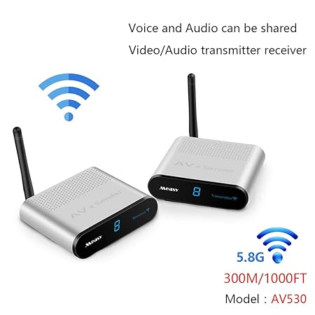Measy AV530 5,8 GHz 8-Kanal 300 m/1000 Fuß BZW. 305 m Wireless Audio Video AV SD TV Sender Transmitter & Receiver