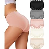 Sazoox Full Coverage Stretch High Waisted Panties Women's Underwear Soft Ladies Briefs 5 pack