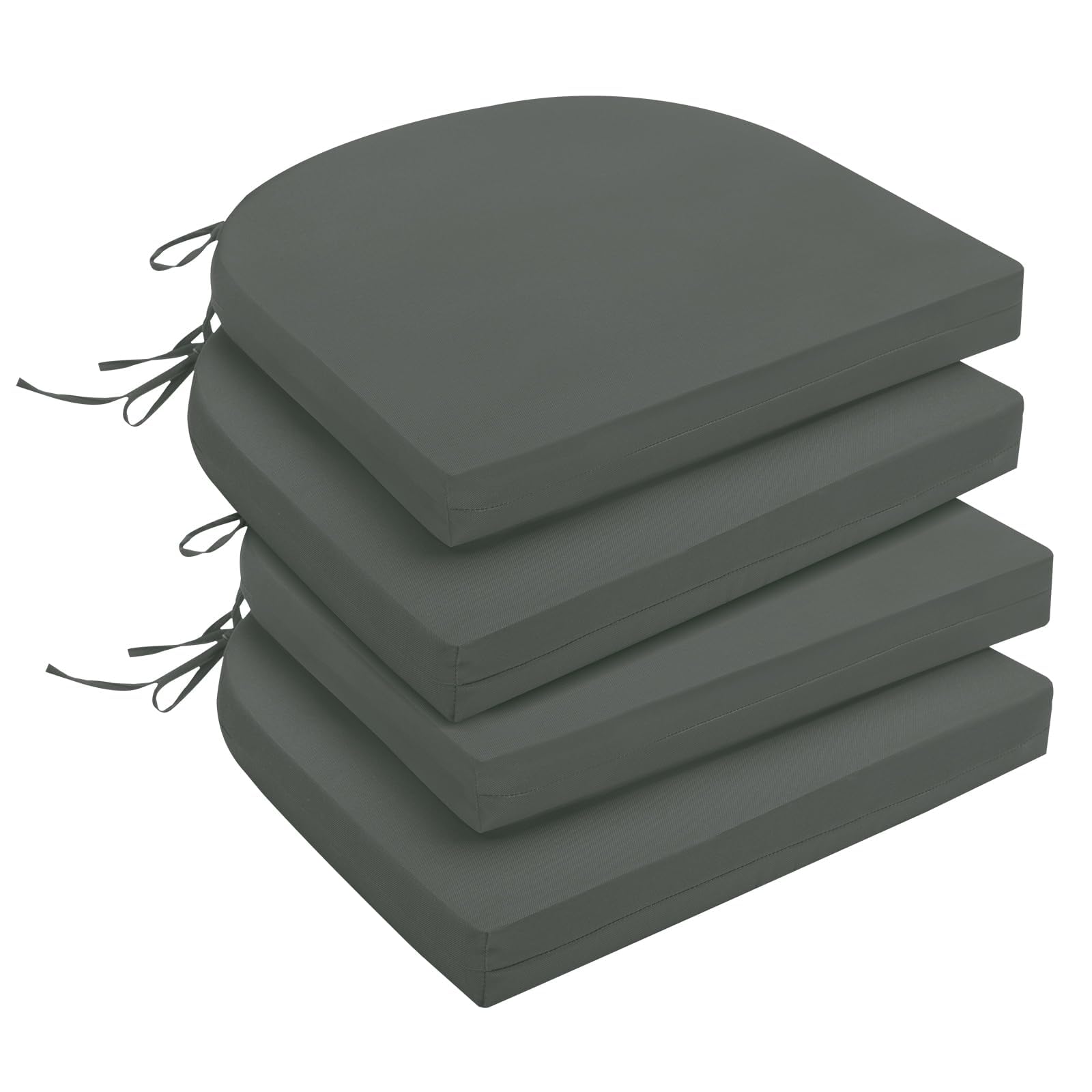 View 1 of ***Missing 2**downluxe Outdoor Chair Cushions Set of 4 for Patio Furniture, Water-Resistant Patio Chair Cushions with Ties, High Density Foam Outdoor Seat Cushion, 17" X 16" X 2", Dark Grey