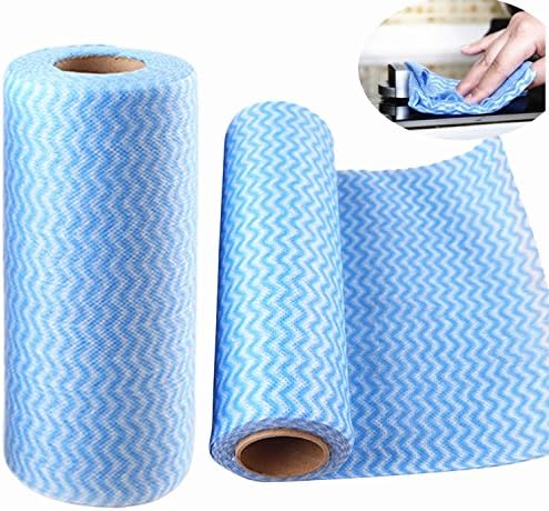 Roll of 50pcs Multipurpose Non-woven Fabric Nonstick Wiping Rags House Cleaning Cloth Kitchen Dish Dishcloth