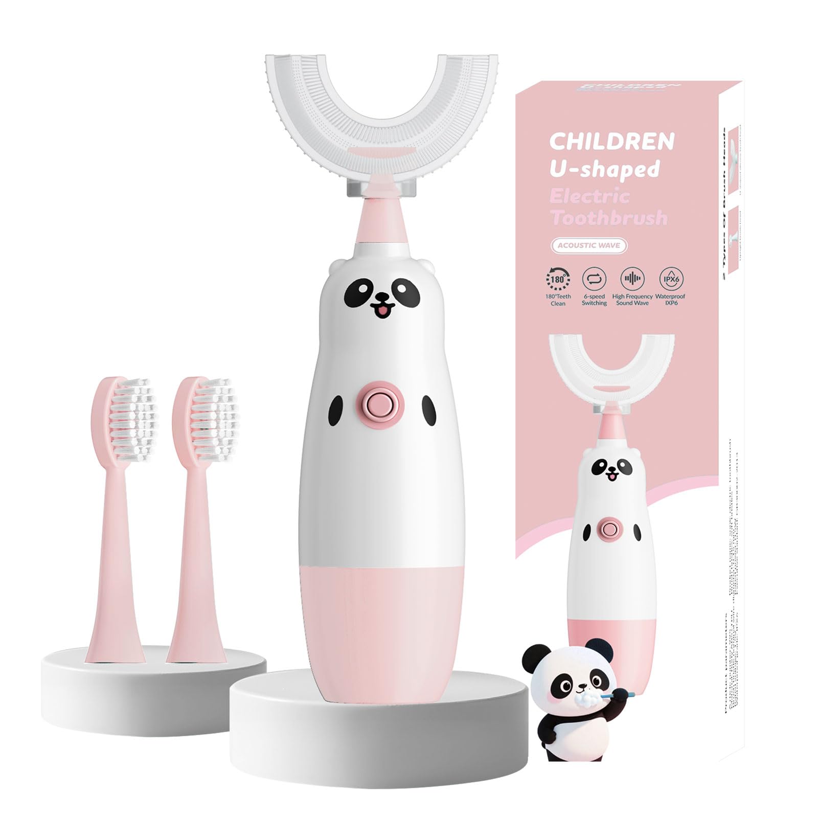 Photo 1 of *UNTESTED*
Kids U-Shaped Electric Toothbrush with 2 Brush Heads, Toddlers Sonic with 360 Degree Cleaning, Soft Bristles, Battery Included, IPX7 Waterproof, Cute cartoon for Girls and Boys, Ages 8-13 (Pink)