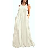 Rainday Women's Linen Dress Sleeveness Loose Dresses Casual Maxi Dress with Pockets