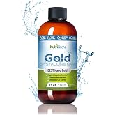 Colloidal Gold Liquid Organic Supplement by Nutrinoche - 100% Pure Nano Gold Mineral - Supports Mental Clarity, Focus &amp; Relaxation - 8 oz Bottle - Vegan, Gluten-Free - Crystalline - 30 ppm