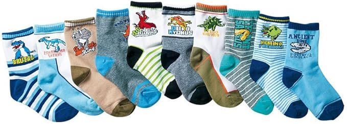 Amazon エイーホ Ayfoone 10足セット ボーイズ靴下 男児 男の子 ソックス キッズ 子供 ジュニア クルー丈ソックス 恐竜柄 お名前欄付き 15 19cm 靴下 レッグウェア 通販