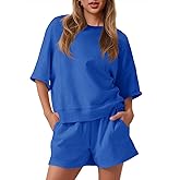 Fisoew Womens 2 Piece Outfits Casual Oversized Cropped Sweatshirt and High Waist Running Shorts Tracksuit Sets