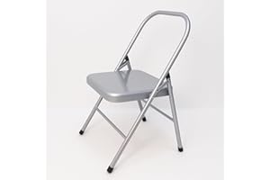 Yogikuti Yoga Chair (Standard), Backless/Folding Chair, Best for Restorative & Iyengar Yoga Practice, Meditation/Fitness -Silver