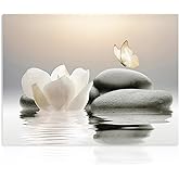 Dazzlewall Zen Lutos Floral Wall Decor Unframed, Flower Bathroom Wall Decor Picture for Yoga Spa Meditation Office Bedroom 16×12 in