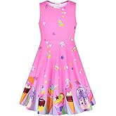 JESKIDS Little Girls Unicorn Dress Sleeveless Casual Twirl Dresses Print Sundress