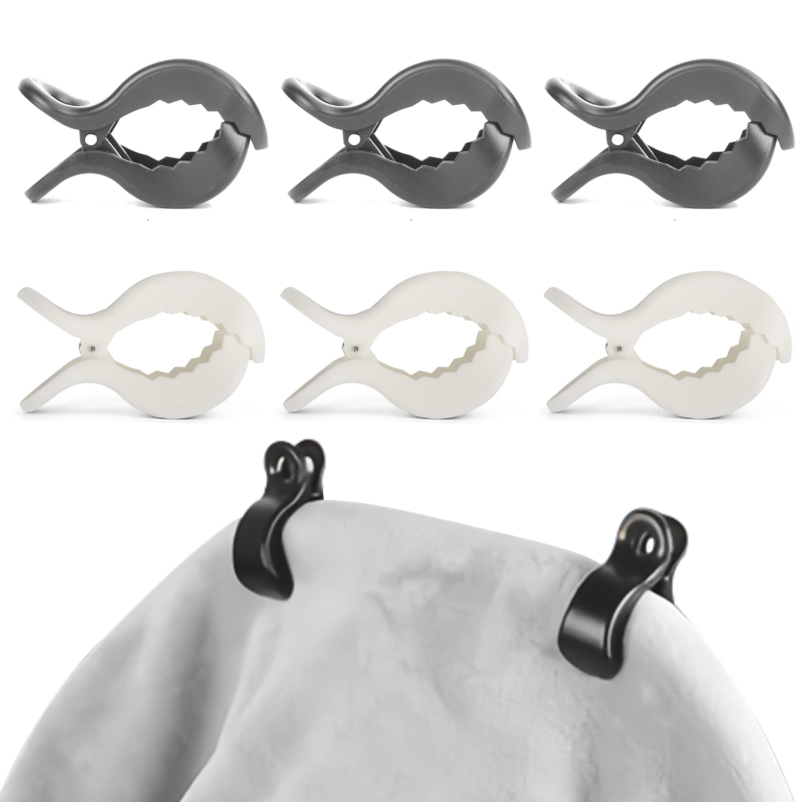 YUTOU Universal Pram Clips for Attaching Toys Cover Sun Protection to Pushchairs Buggy Baby Seat (Black + White) Pack of 6