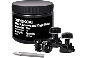 Xpokcai 120-Pack M6 x 20mm Rack Mount Screws and Cage Nuts for Server Racks、Routers&Audio Equipment Cabinets Wall Server Netw
