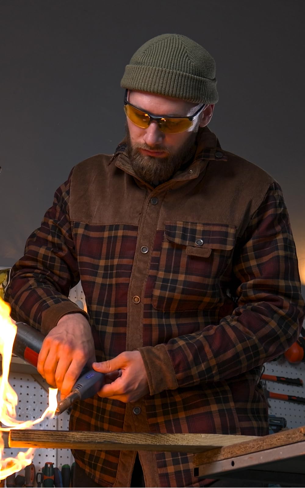 Mr.Stream Men's Outdoor Casual Vintage Long Sleeve Plaid Flannel Button Down Shirt Jacket