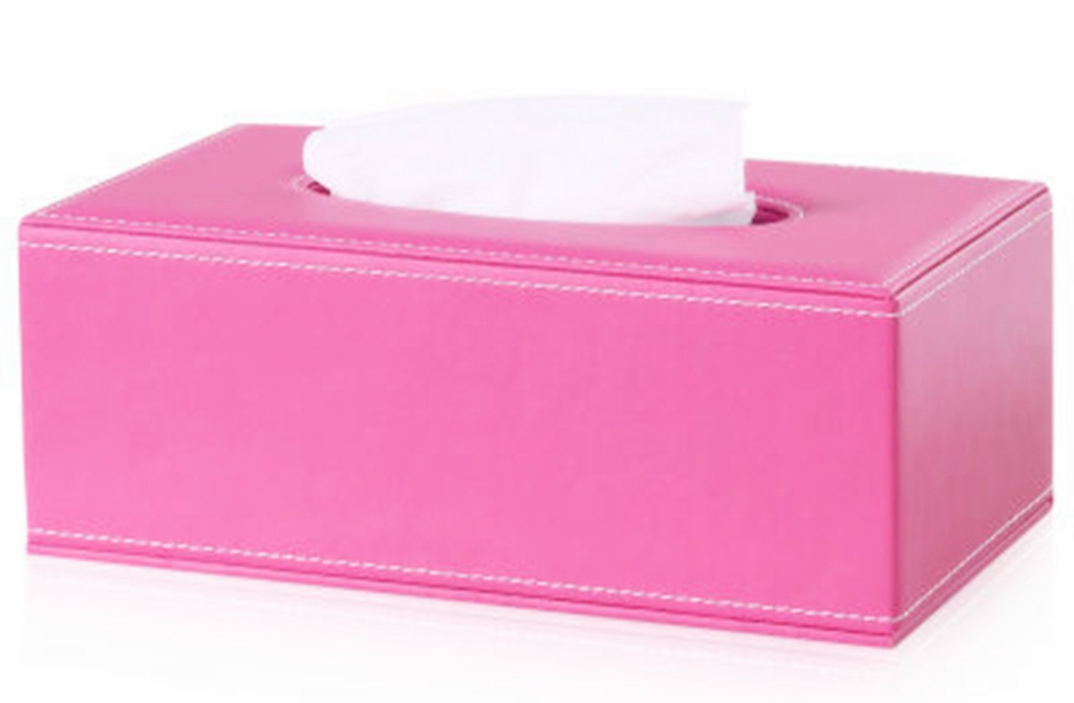 Photo 1 of S Forever Decorative Napkin Box Faux Leather Rectangular Tissue Box Cover (Pink L)
