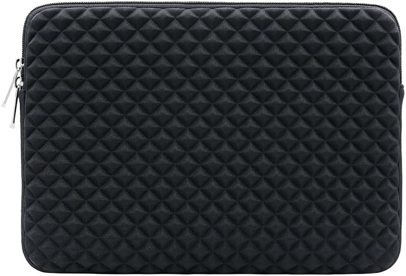 RAINYEAR 14 Inch Laptop Sleeve Diamond Foam Shock Resistant Padded Case Fluffy Lining Protective Zipper Cover Carrying Bag Compatible with 14" Notebook Computer Tablet Chromebook(Black) - Image 3