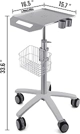 VEVOR Adjustable Height Lab Medical Cart Rolling Trolley w/ Basket 33lbs view 8