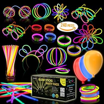 Multicolor Glow Sticks Bulk Party Pack - 248 Piece Light Stick Set - Includes 100x 8