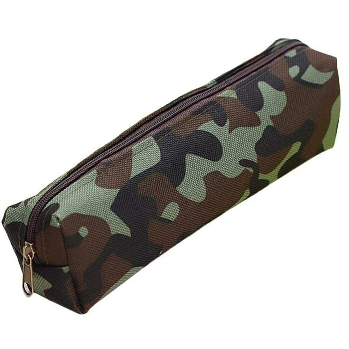 SENRISE Camouflage Pencil Cases Camo Pen Pouch Big Capacity Portable Zipper Canvas Stationery Bags for Student Office School Supplies 21 * 5.8CM (Camo Green)